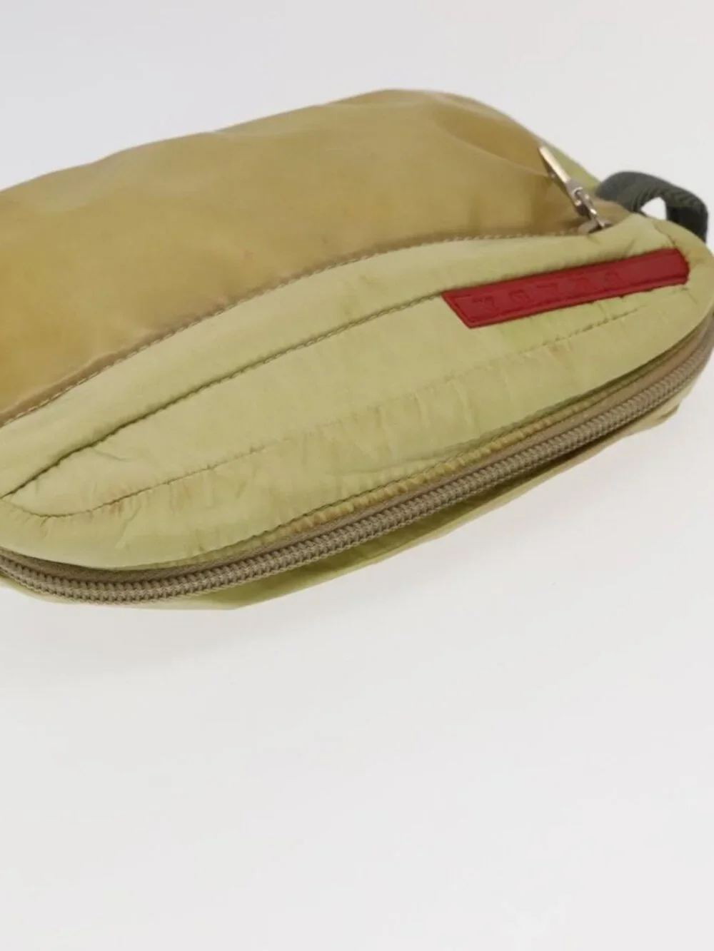 PRADA Sports Pouch Nylon 2 Set Red Beige Auth bs20324